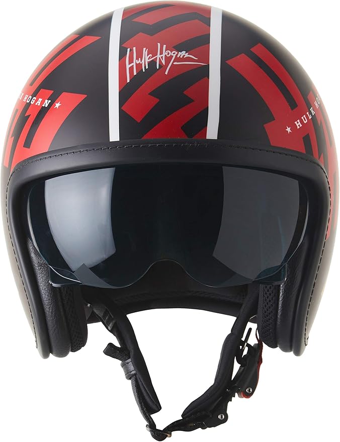 NZI Rolling3 Sun Hulk Hogan Offenes Gesicht Motorradhelm, Matt Signature