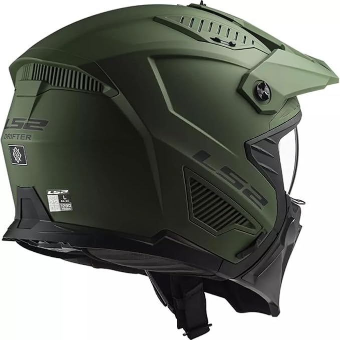 LS2, Jet/Modularhelme Motorrad DRIFTER SOLID Matt Military Green