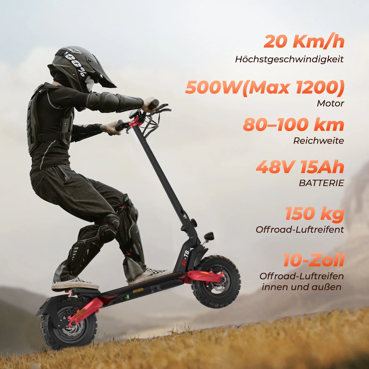 E-Scooter T4 Offroad 1000W Mit Straßenzulassung (ABEeKFV)